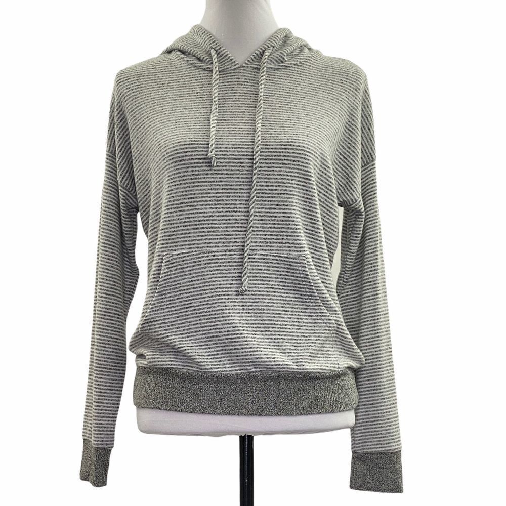 Gibson Gray Stripe Cozy Pullover Hoodie XS Nwt